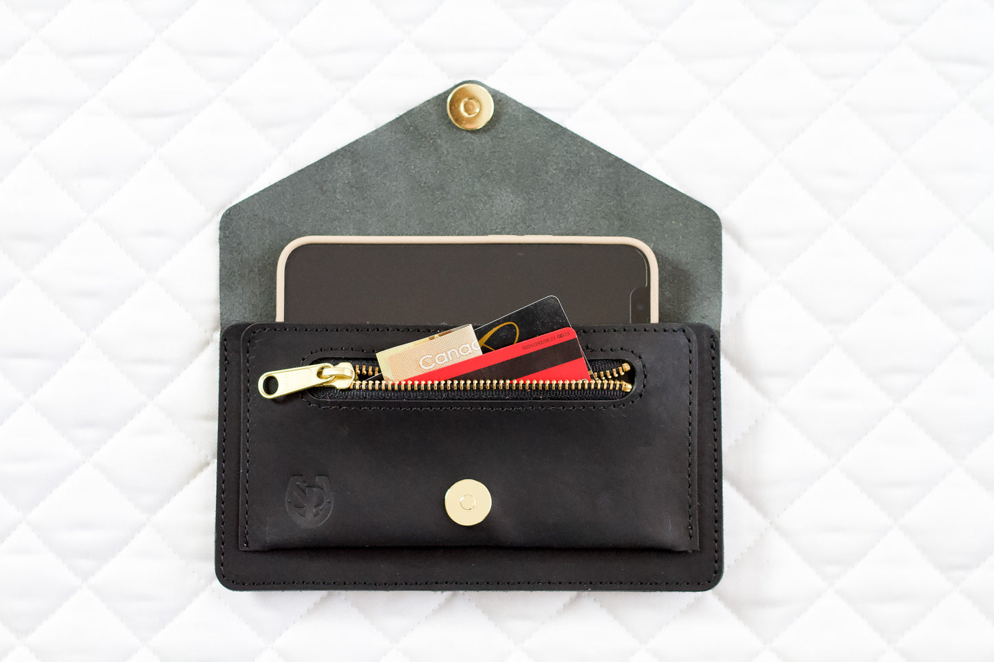 Black Leather Belt Bag – Equestrian Phone Holder for Riding & Everyday Wear