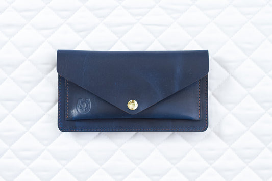 Blue Leather Belt Bag – Equestrian Phone Holder for Riding & Everyday Wear