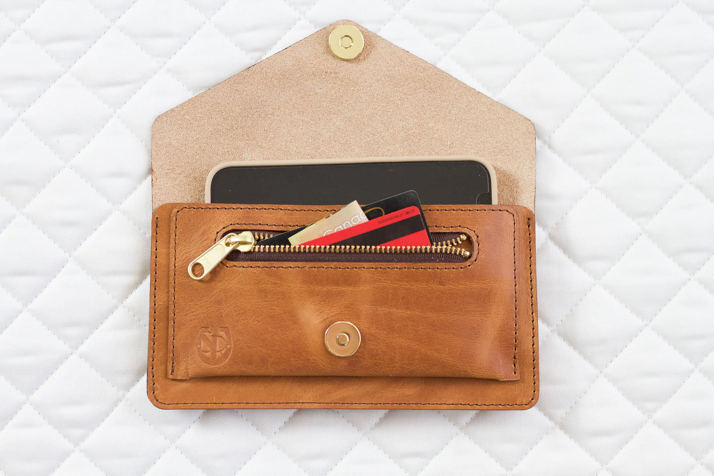 Tan Leather Belt Bag – Equestrian Phone Holder for Riding & Everyday Wear
