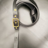 Black Leather Horse Lead Shank with Brass-Plated Chain & Brass Clip –Dual Attachment Lead Rope