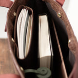 Burgundy Floral Leather Tote Bag