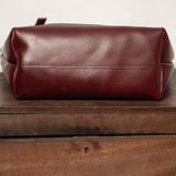 Burgundy Floral Leather Tote Bag