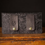 Black Floral Leather Belt Bag