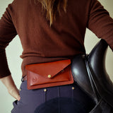 Sac ceinture en cuir rouille – Support de téléphone pour l'équitation et le quotidien