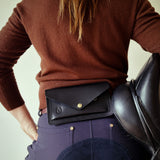 Sac banane en cuir noir – Support de téléphone pour l'équitation et le quotidien