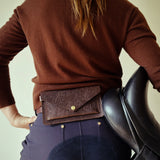 Brown Floral Leather Belt Bag Wristlet