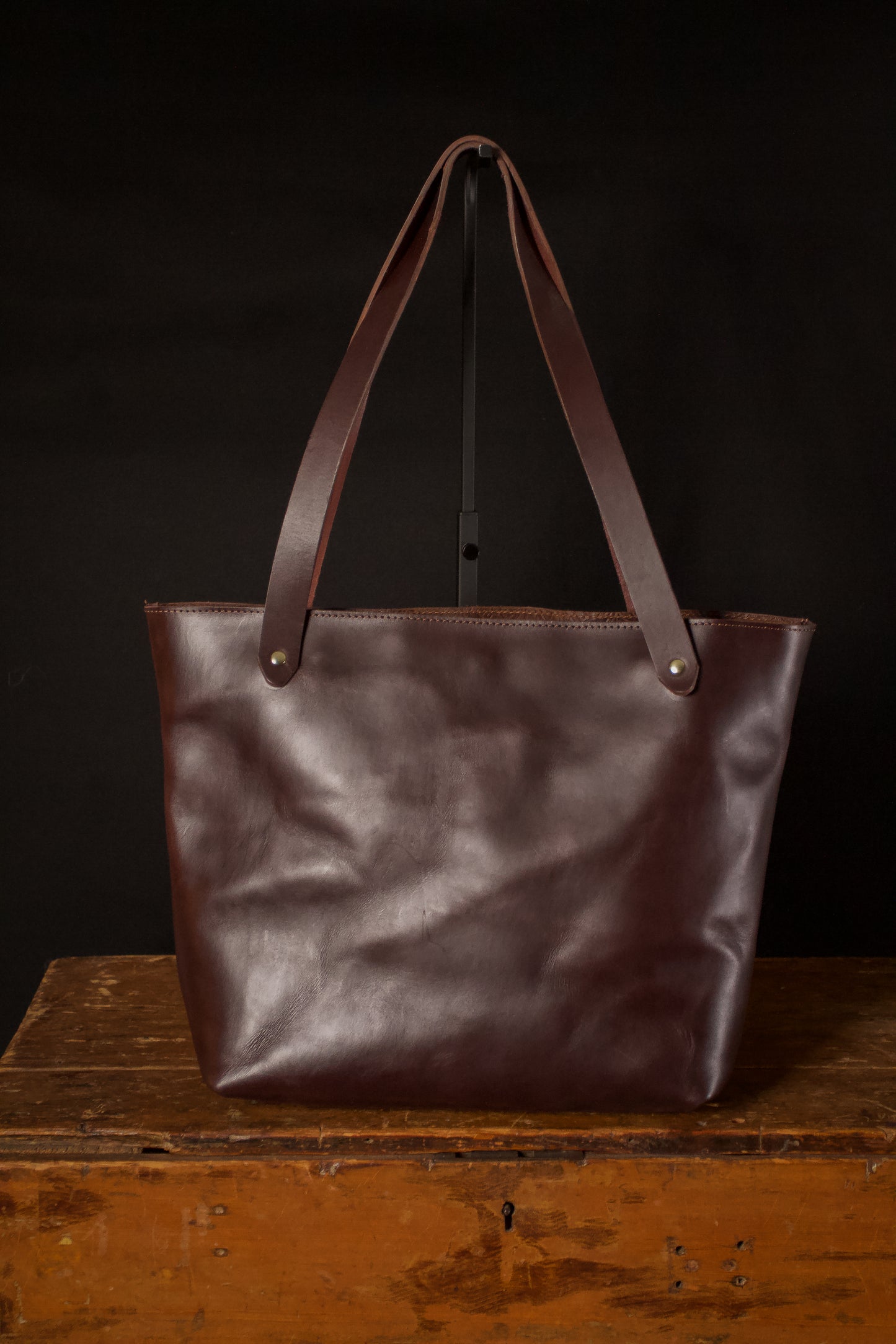 Brown Floral Leather Tote Bag