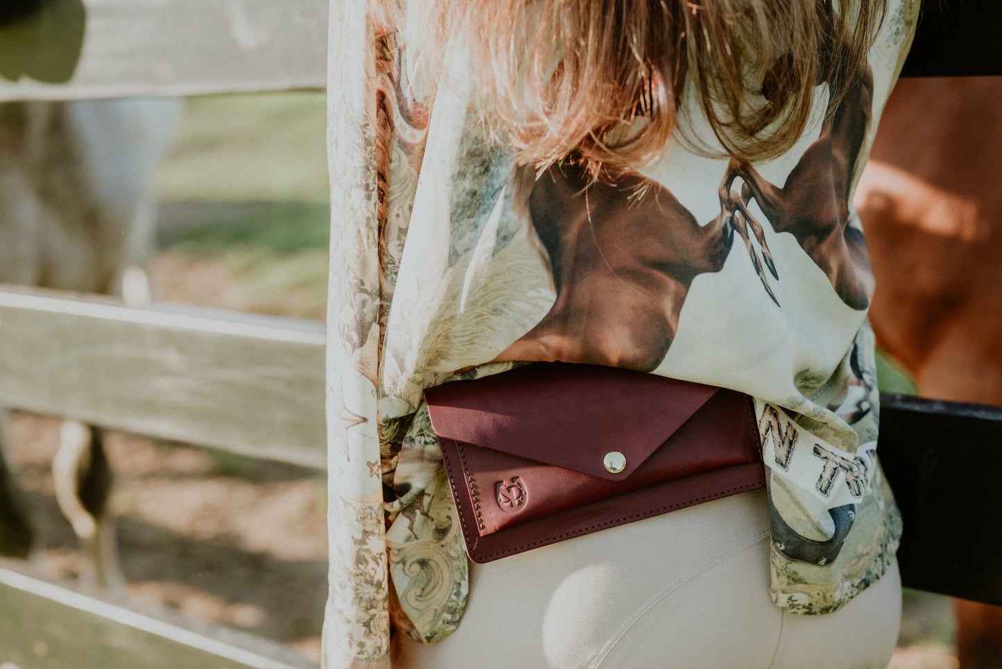 Burgundy Leather Belt Bag – Equestrian Phone Holder for Riding & Everyday Wear